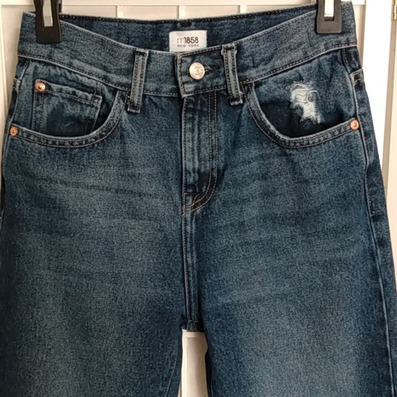 M1851 New York Frida Distressed Straight Leg Blue Jeans Sz 25 High Rise - Picture 3 of 13